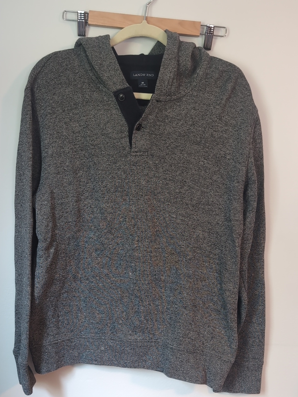 Lands' End Men's Hooded Sweater - Heather Charcoal